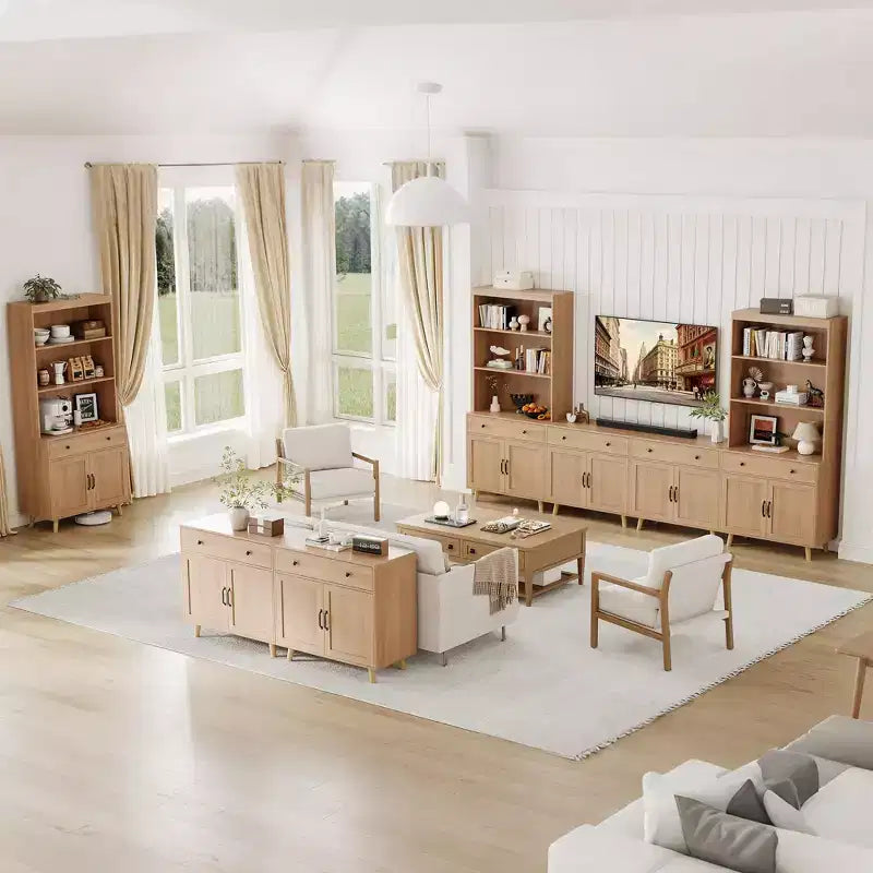 Meuble d'appoint avec rangement, console de bar à café, buffet avec tiroir et portes, table console en bois