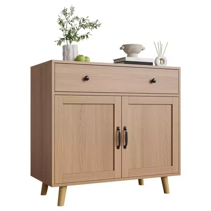 Meuble d'appoint avec rangement, console de bar à café, buffet avec tiroir et portes, table console en bois