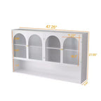 Buffet de cuisine mural, Meuble haut 4 portes vitrées avec étagère ouverte, Rangement minimaliste moderne pour salon, salle de bain, salle à manger