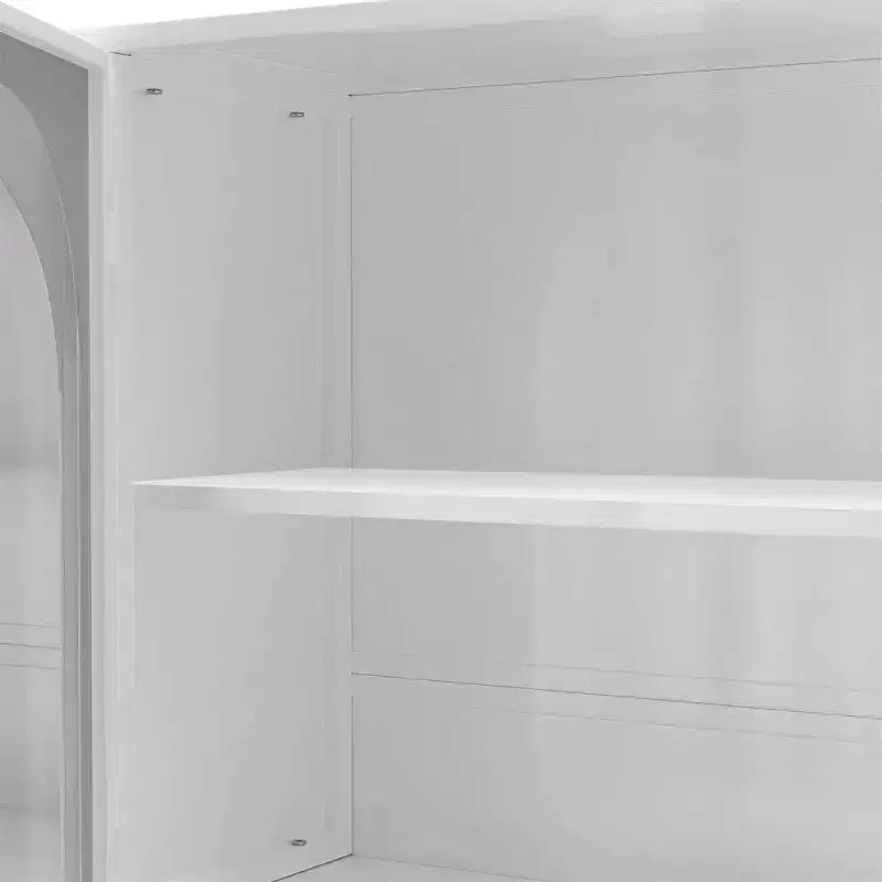 Buffet de cuisine mural, Meuble haut 4 portes vitrées avec étagère ouverte, Rangement minimaliste moderne pour salon, salle de bain, salle à manger
