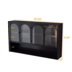 Buffet de cuisine mural, Meuble haut 4 portes vitrées avec étagère ouverte, Rangement minimaliste moderne pour salon, salle de bain, salle à manger