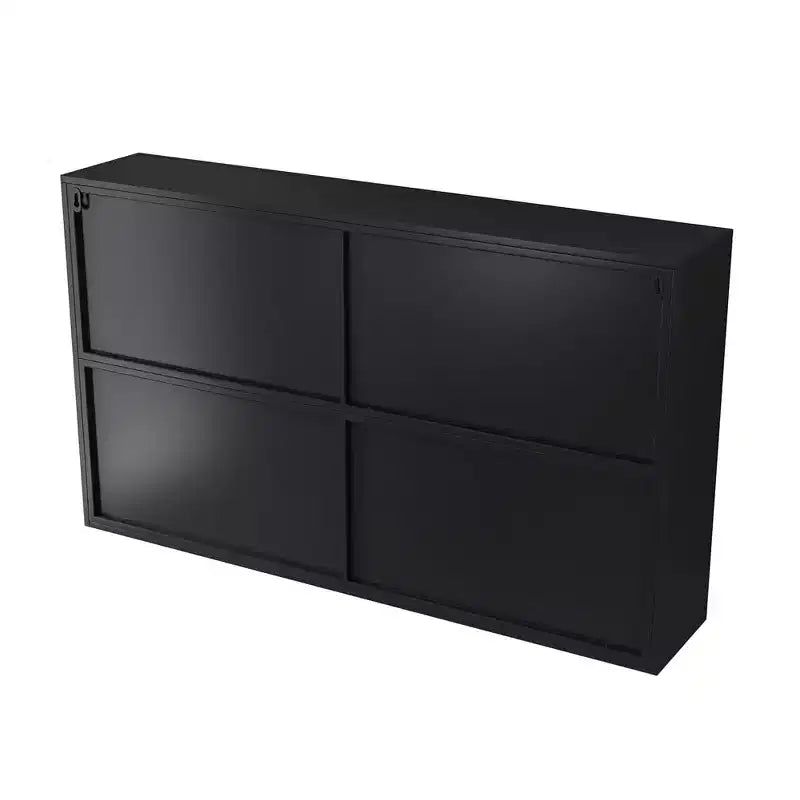 Buffet de cuisine mural, Meuble haut 4 portes vitrées avec étagère ouverte, Rangement minimaliste moderne pour salon, salle de bain, salle à manger