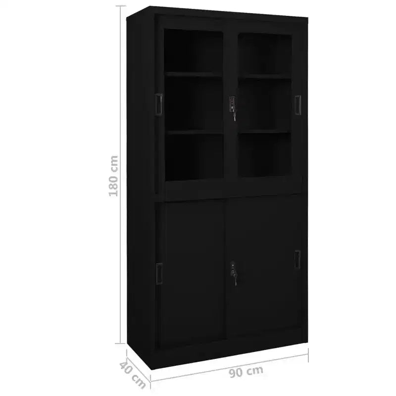 Classeur de bureau en acier avec porte coulissante