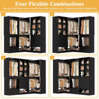 Système d'organisation de placard d'angle avec tiroirs et tringles, système de rangement en cubes pour dressing