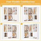 Système d'organisation de placard d'angle avec tiroirs et tringles, système de rangement en cubes pour dressing