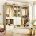 Besiost Corner Closet Oraganizer System with Drawers and Hanging Rods, Cube Storage Walk-in Closet System