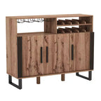 Meuble Bar à Boissons avec 3 Portes et Étagères Réglables, Buffet avec Range-Bouteilles à 2 Niveaux