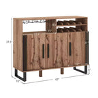 Meuble Bar à Boissons avec 3 Portes et Étagères Réglables, Buffet avec Range-Bouteilles à 2 Niveaux
