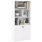 Costway 5-Tier Bookcase Freestanding Storage Cabinet w/ Adjustable Shelf & 2-Door Cabinet