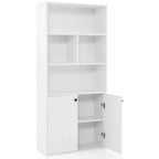 Bibliothèque à 5 niveaux Armoire de rangement autonome avec étagère réglable et meuble à 2 portes