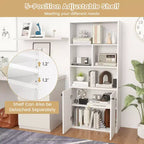 Bibliothèque à 5 niveaux Armoire de rangement autonome avec étagère réglable et meuble à 2 portes