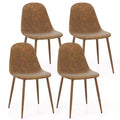 Costway Dining Chair Set of 4 Faux PU Leather Upholstered Kitchen Chairs w/ Metal Legs