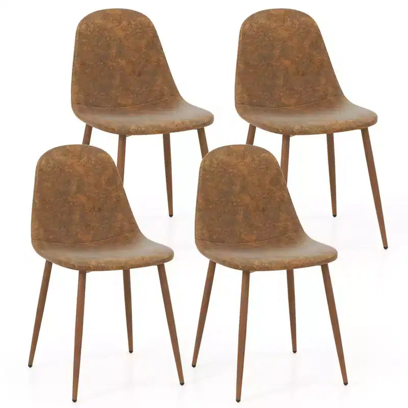 Costway Dining Chair Set of 4 Faux PU Leather Upholstered Kitchen Chairs w/ Metal Legs