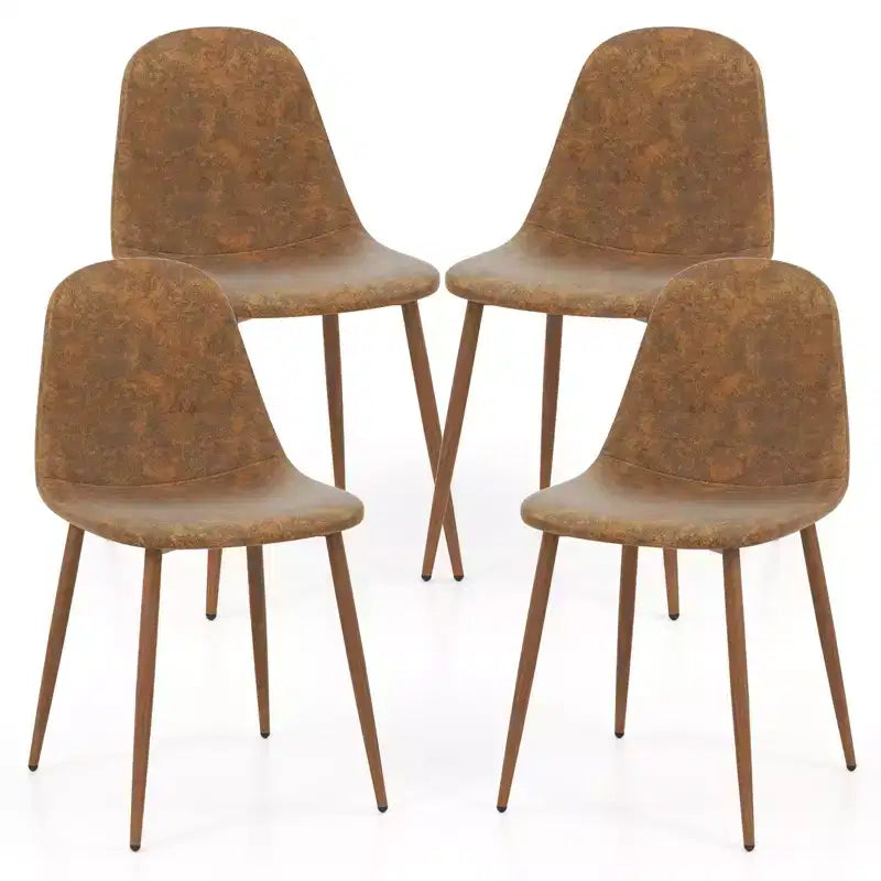 Lot de 4 chaises de salle à manger en similicuir PU avec pieds en métal