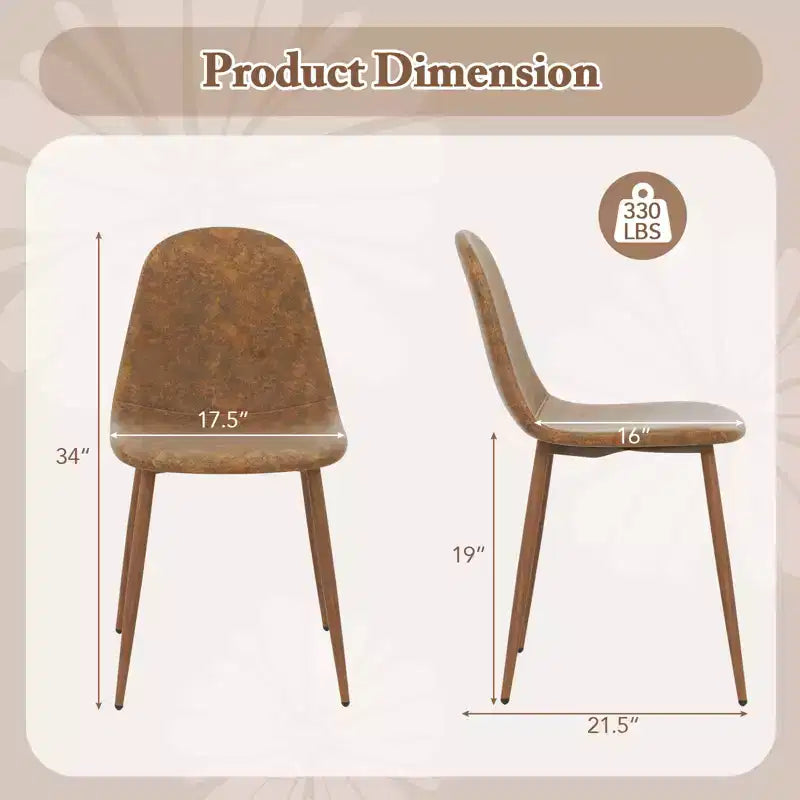 Lot de 4 chaises de salle à manger en similicuir PU avec pieds en métal