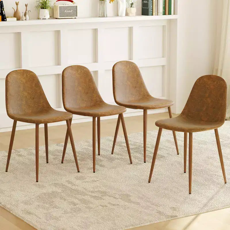 Lot de 4 chaises de salle à manger en similicuir PU avec pieds en métal