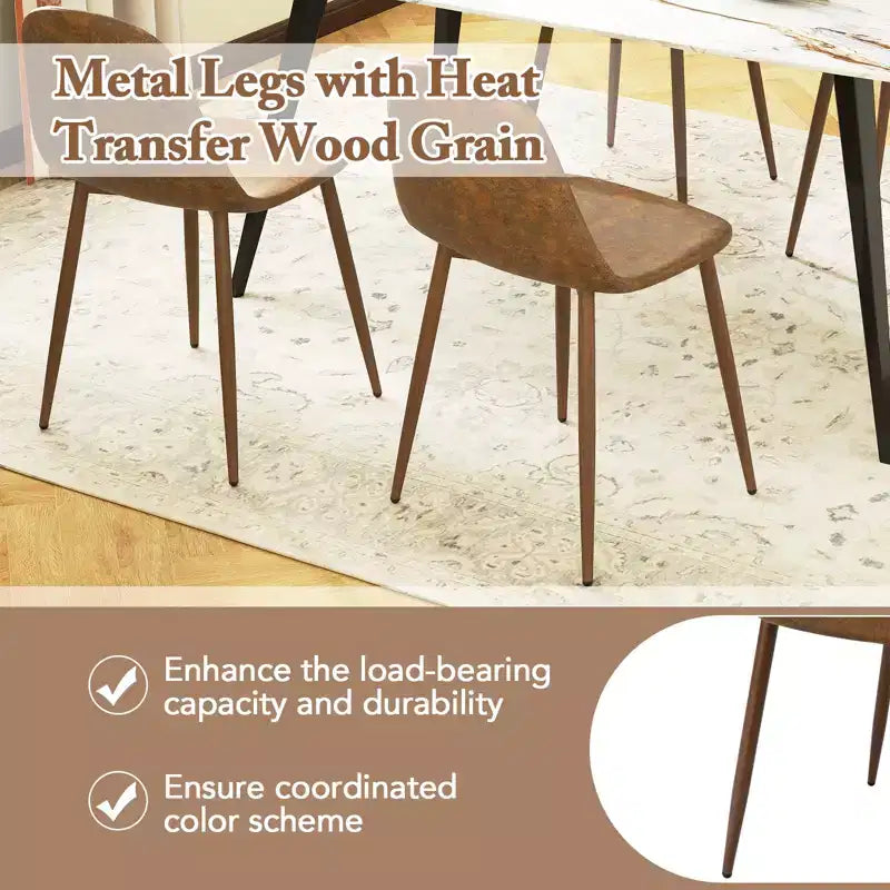 Lot de 4 chaises de salle à manger en similicuir PU avec pieds en métal