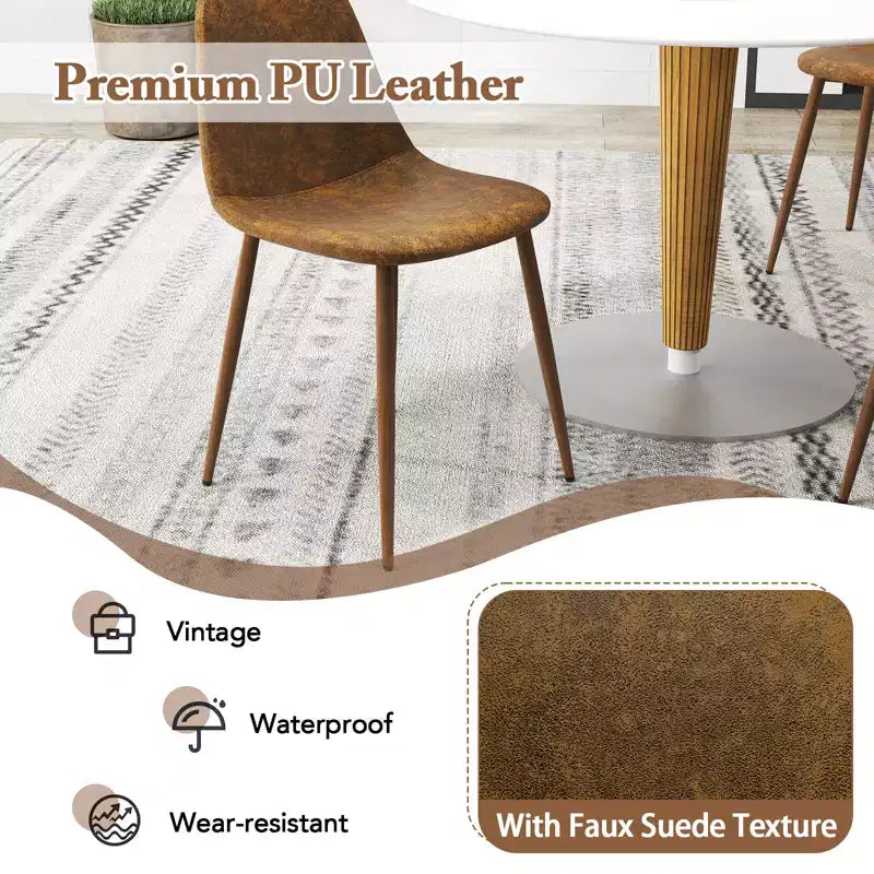 Lot de 4 chaises de salle à manger en similicuir PU avec pieds en métal