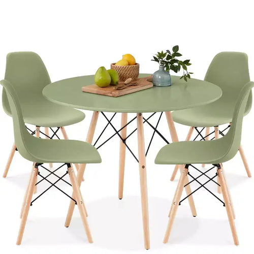 Best Choice Products 5-Piece Compact Mid-Century Modern Dining Set w/ 4 Chairs, Wooden Legs
