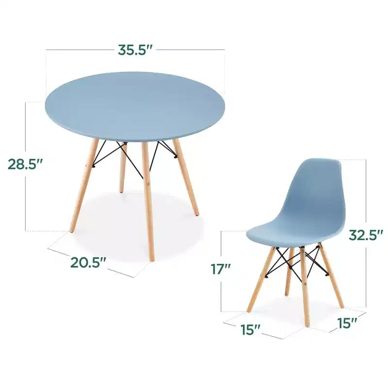 Ensemble de salle à manger compact mid-century moderne 5 pièces avec 4 chaises, pieds en bois