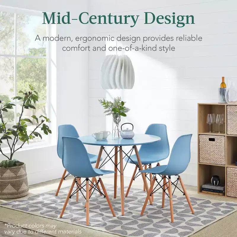 Ensemble de salle à manger compact mid-century moderne 5 pièces avec 4 chaises, pieds en bois