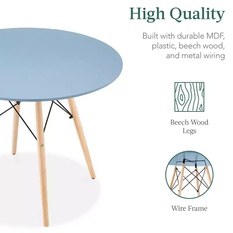 Ensemble de salle à manger compact mid-century moderne 5 pièces avec 4 chaises, pieds en bois