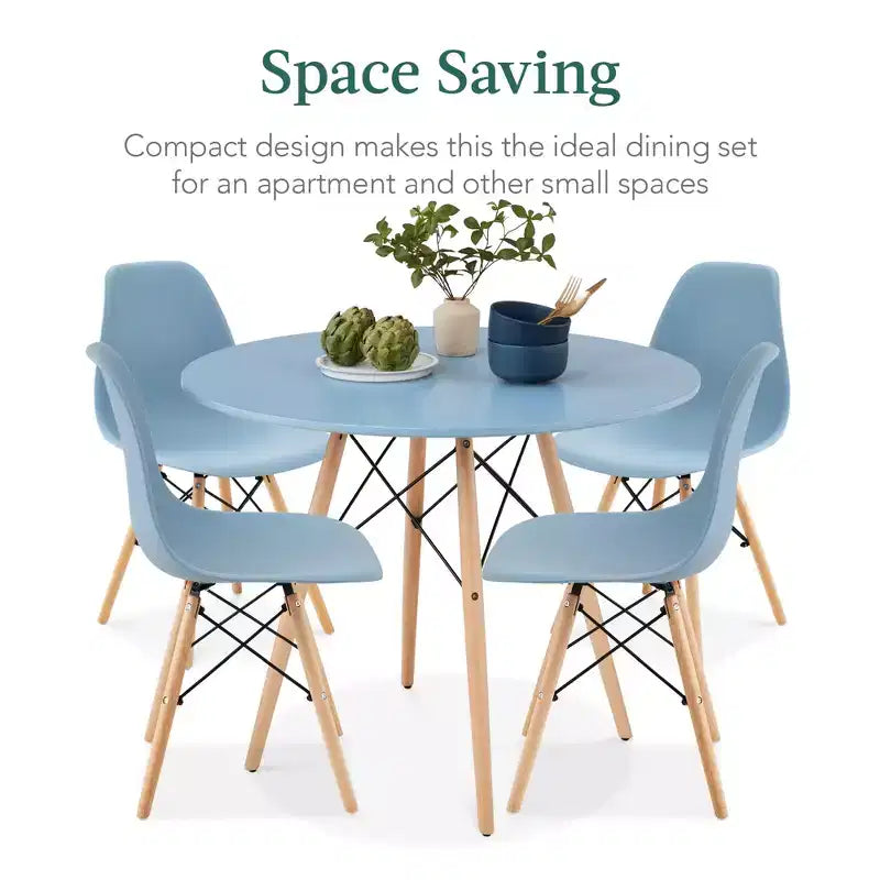 Ensemble de salle à manger compact mid-century moderne 5 pièces avec 4 chaises, pieds en bois