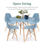 Ensemble de salle à manger compact mid-century moderne 5 pièces avec 4 chaises, pieds en bois