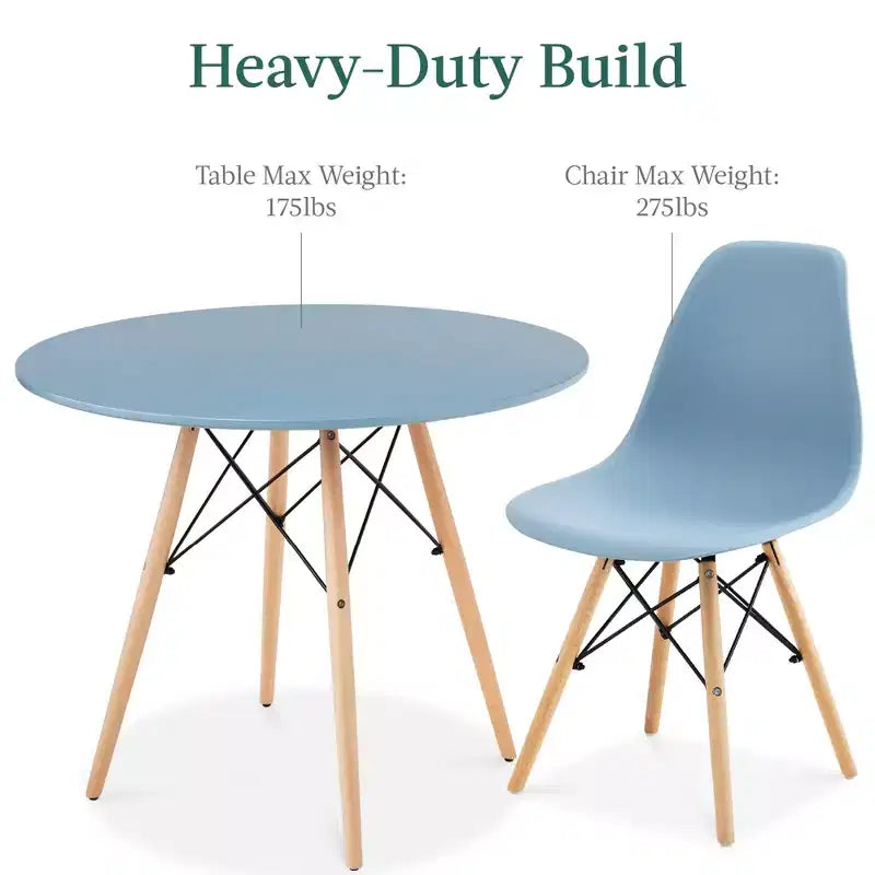 Ensemble de salle à manger compact mid-century moderne 5 pièces avec 4 chaises, pieds en bois