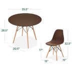 Ensemble de salle à manger compact mid-century moderne 5 pièces avec 4 chaises, pieds en bois