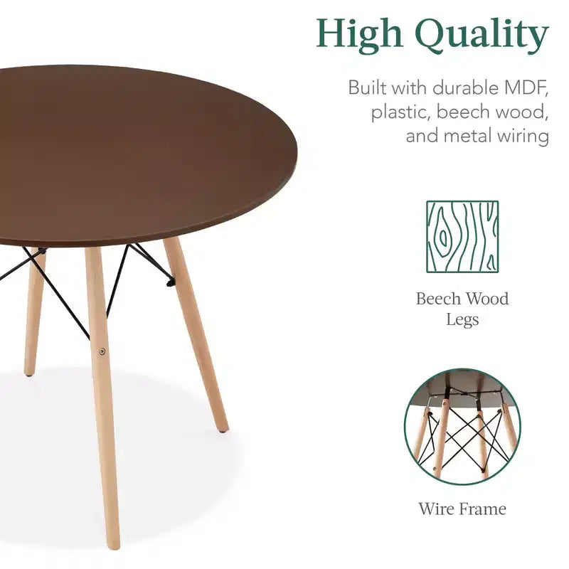 Ensemble de salle à manger compact mid-century moderne 5 pièces avec 4 chaises, pieds en bois