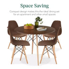 Ensemble de salle à manger compact mid-century moderne 5 pièces avec 4 chaises, pieds en bois