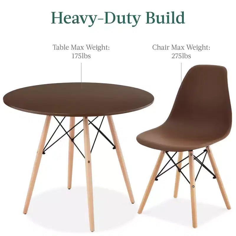 Ensemble de salle à manger compact mid-century moderne 5 pièces avec 4 chaises, pieds en bois