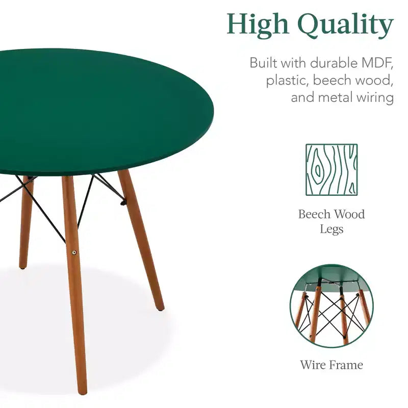 Ensemble de salle à manger compact mid-century moderne 5 pièces avec 4 chaises, pieds en bois