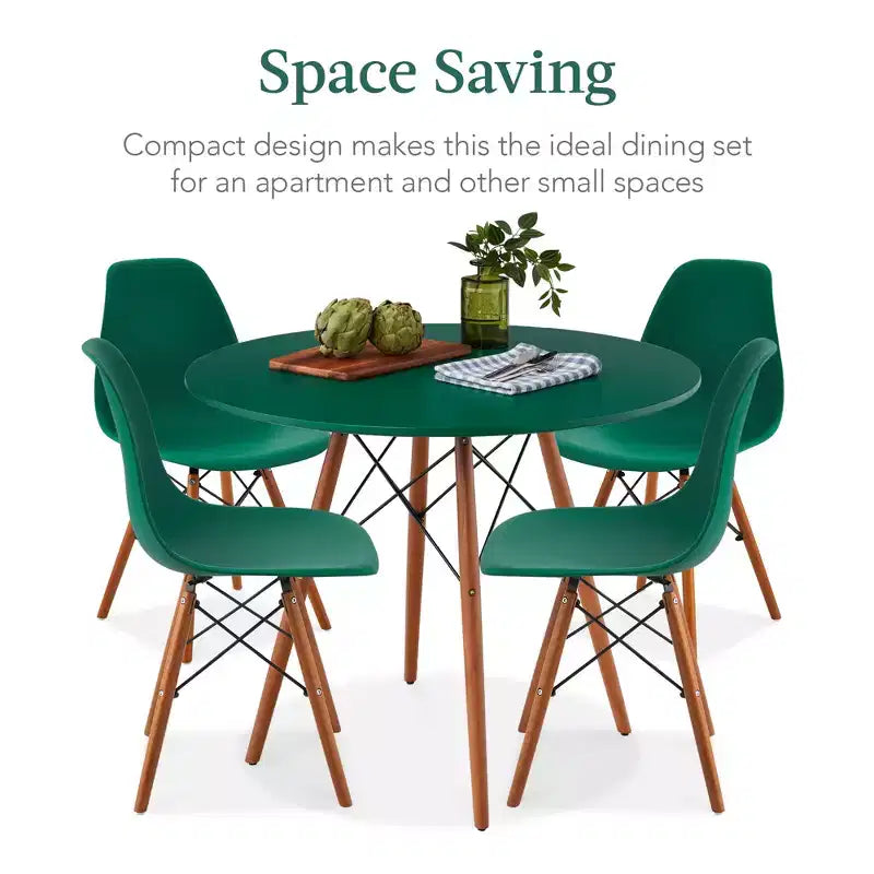 Ensemble de salle à manger compact mid-century moderne 5 pièces avec 4 chaises, pieds en bois