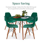 Ensemble de salle à manger compact mid-century moderne 5 pièces avec 4 chaises, pieds en bois