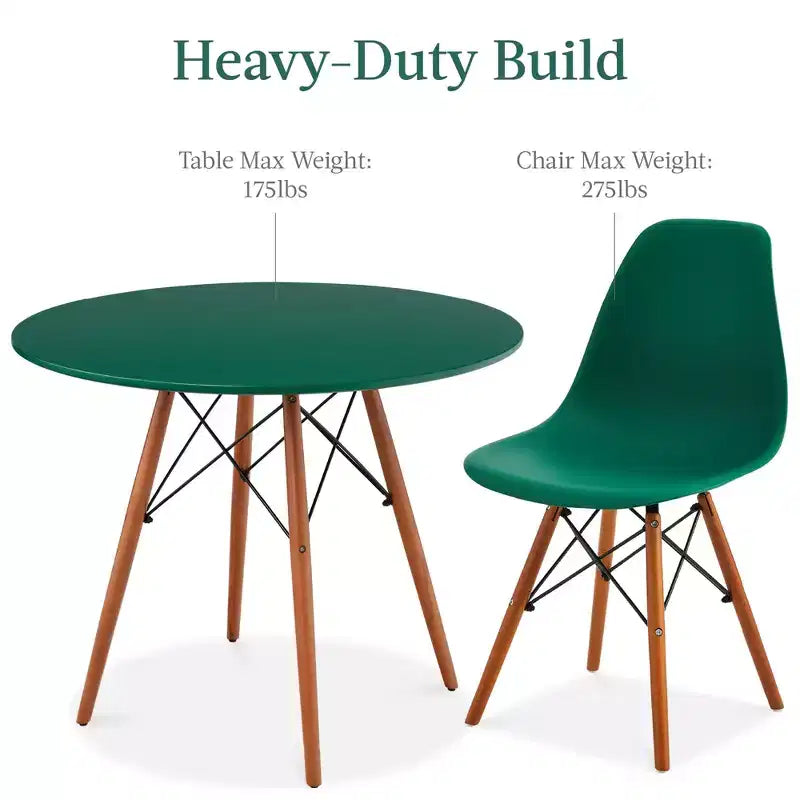 Ensemble de salle à manger compact mid-century moderne 5 pièces avec 4 chaises, pieds en bois
