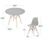 Ensemble de salle à manger compact mid-century moderne 5 pièces avec 4 chaises, pieds en bois