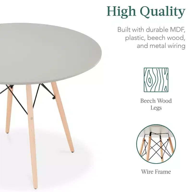 Ensemble de salle à manger compact mid-century moderne 5 pièces avec 4 chaises, pieds en bois