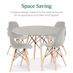 Ensemble de salle à manger compact mid-century moderne 5 pièces avec 4 chaises, pieds en bois