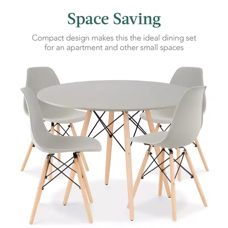 Ensemble de salle à manger compact mid-century moderne 5 pièces avec 4 chaises, pieds en bois