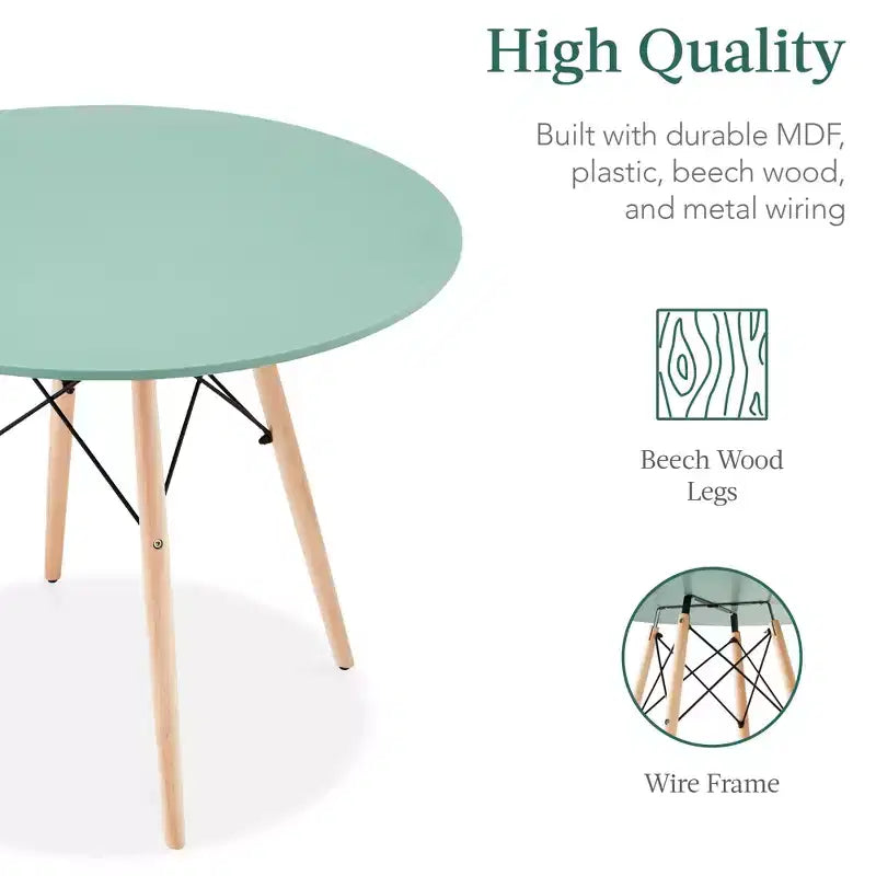 Ensemble de salle à manger compact mid-century moderne 5 pièces avec 4 chaises, pieds en bois