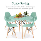 Ensemble de salle à manger compact mid-century moderne 5 pièces avec 4 chaises, pieds en bois