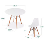 Ensemble de salle à manger compact mid-century moderne 5 pièces avec 4 chaises, pieds en bois