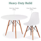 Ensemble de salle à manger compact mid-century moderne 5 pièces avec 4 chaises, pieds en bois
