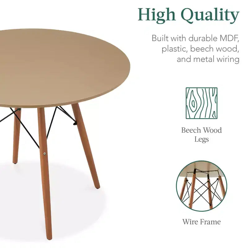 Ensemble de salle à manger compact mid-century moderne 5 pièces avec 4 chaises, pieds en bois