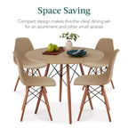 Ensemble de salle à manger compact mid-century moderne 5 pièces avec 4 chaises, pieds en bois