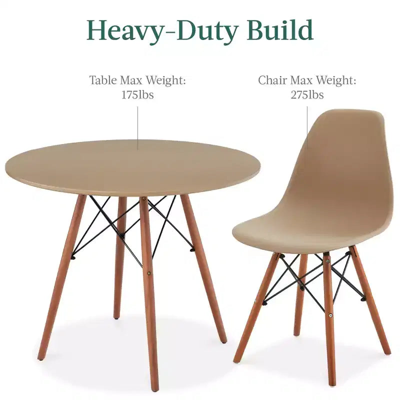 Ensemble de salle à manger compact mid-century moderne 5 pièces avec 4 chaises, pieds en bois