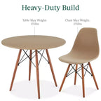 Ensemble de salle à manger compact mid-century moderne 5 pièces avec 4 chaises, pieds en bois