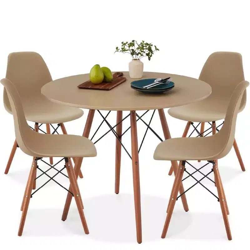 Ensemble de salle à manger compact mid-century moderne 5 pièces avec 4 chaises, pieds en bois